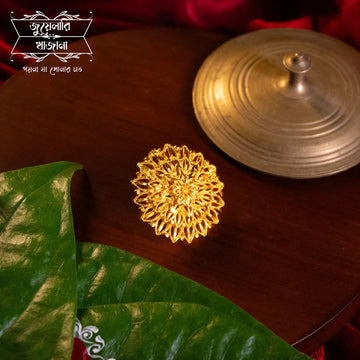Stylish Gold Plated Nakshi Umbrella Finger Ring