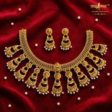 Premium Gold Plated Rajbesh Necklace with Earrings