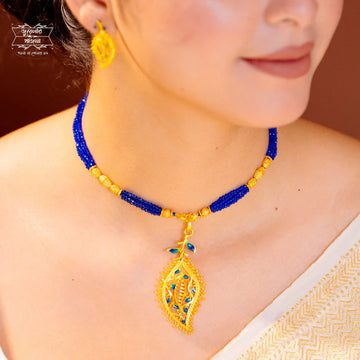 Premium Gold Plated Sonajhuri Pendant with Earrings