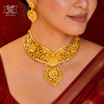 Premium Gold Plated Aabaran Choker with Earrings