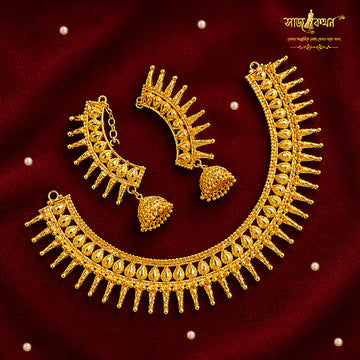 Stylish Gold Plated Kanak lata  Necklace with Earrings