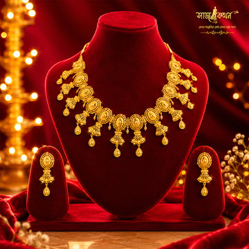 South Indian Temple Necklace with Earrings