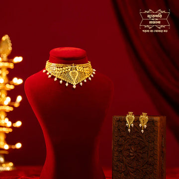 Stylish Gold Plated Ankita Choker with Earrings