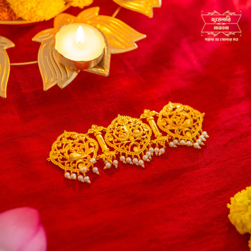 Premium Gold Plated Tridhara Choker with Earrings