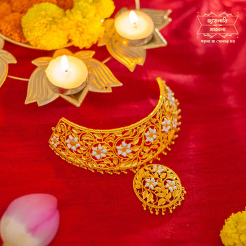Premium Gold Plated Sreema Neckalce with Earrings