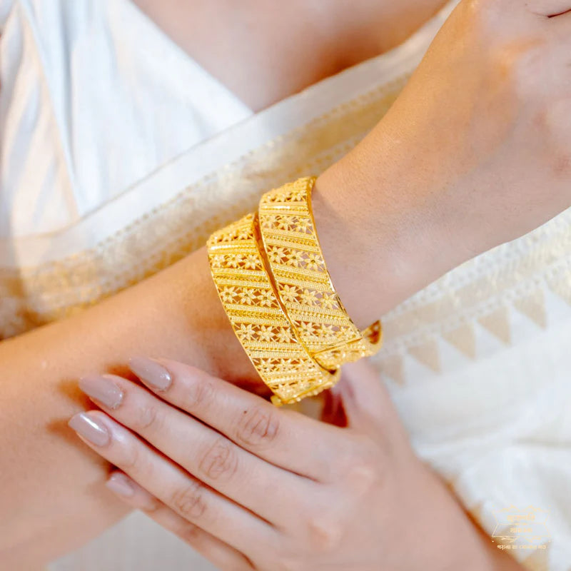 Premium Gold Plated Puspanjali Chur Pair