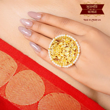 Premium Gold plated Semi Cultured Pearl studded Finger ring